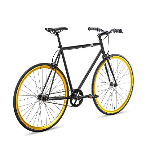 6KU Nebula 2 Fixed Gear Bicycle, Matte Black/Gold, 58cm