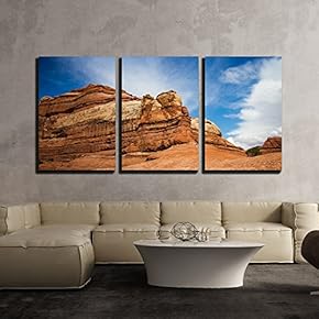3 Piece Canvas Wall Art - Orange Rock Formation - Modern Home Art Stretched and Framed Ready to Hang - 16"x24"x3 Panels