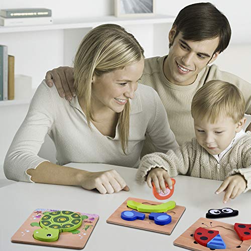 image for Yostyle Wooden Jigsaw Puzzles, [6 Pack] Animal Puzzles for Toddlers Ki