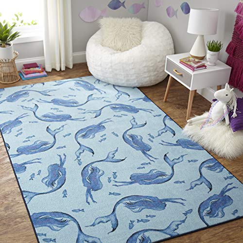 Mohawk-Home-Prismatic-Medium-Blue-Mermaid-Tales-Nautical-Printed-Contemporary-Kids-Area-Rug-5x8 Mohawk Home Prismatic Medium Blue Mermaid Tales Nautical Printed Contemporary Kids Area Rug, 5'x8'