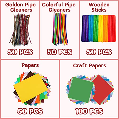 Withosent Children's Craft Set, 2200 + Pieces DIY Craft Case, Craft Box, Craft Felt Craft Paper, Craft Material, Craft Supplies, Craft Box, Scrapbooking, Pipe Cleaners, Pompoms, Beads