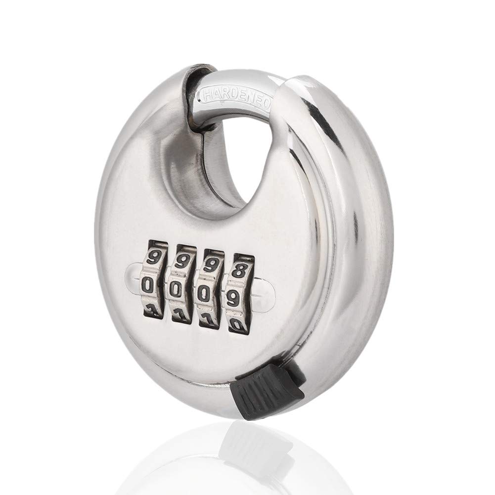 Password Round Padlock- Stainless Steel Password Round Padlock Key 70mm Thickened 9, 5mm for Outdoor Warehouse Fences for Gym, Sports Bag, Filing Cabinets, Toolbox