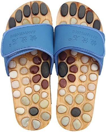 Healthcare Natural Cobblestone Foot Massage pebble massage slippers plantar acupuncture points Shoes , blue , 43