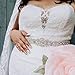 Bridal Belt Hand Rhinestone Wedding Belt Clear Crystal 16.5In Length with Black Ribbon for Wedding Party Dress