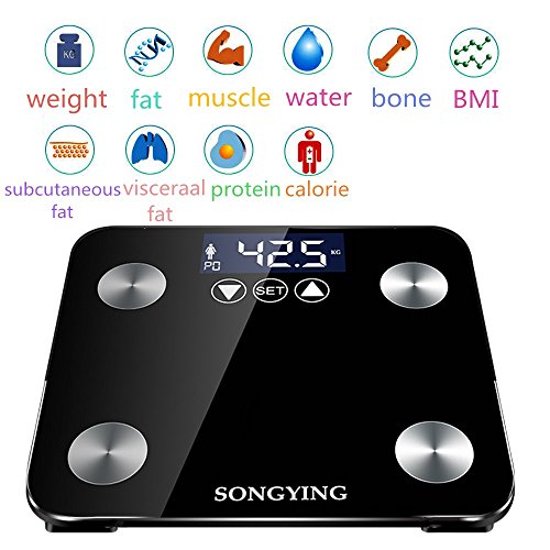 Smart Body Fat Scale, Large LED Display, USB Charging Body Fat Scale, Weight/Body Fat/BMI/Fitness Body Composition Analysis Smart Scale,to Accurately Track Your Health,Auto Turn Off/On,Exquisite,Black