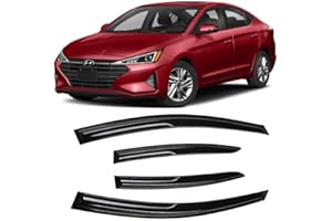 Arokzn 4 Pieces Smoke Tinted Tape-On Side Window Visor Deflectors Rain Guards Designed for Hyundai Elantra 2017 2018 2019 2020 SE SEL Value ECO Limited Sport