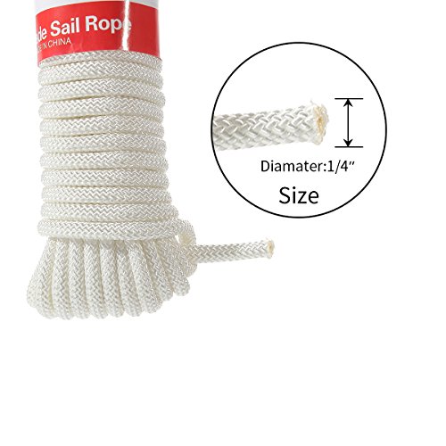 DIIG Sun Shade Sail Rope, Outdoor 50 Feet Diamond Solid Straps Braid