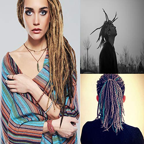 Iceyyyy 6PCS 0.75mm and 0.5mm Dreadlocks Crochet Hooks Set - 4 Pieces Bamboo Hair Extensions Crochet Weaving Needles and 2 Pieces Dreadlocks Interlock Needle Tool for Braid Craft