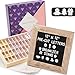 Rustic Felt Letter Board Set & Storage Box Organizer - 380 Pre-Cut Letters, Christmas Emojis, 12x12 Changeable Message Board Black, Stand - Rosavinci