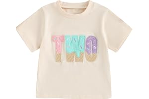 YOKJZJD Toddler Baby Girl 1st 2nd 3rd 4th 5th Birthday Outfit Summer Ice Cream One Two Three Year Old Short Sleeve T-Shirt