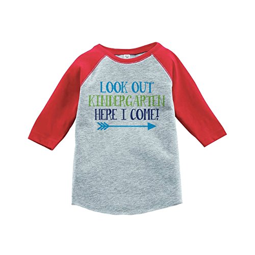 Custom Party Shop Kids Look Out Kindergarten 4T Red Baseball Tee