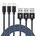 Liwin Lightning Cable,3Pack 10FT Nylon Braided iPhone Cable Cord Certified to USB Charging Charger for iPhone 7/7 Plus/6/6 Plus/6S/6S Plus,SE/5S/5,iPad,iPod Nano 7 ( Black&Blue)