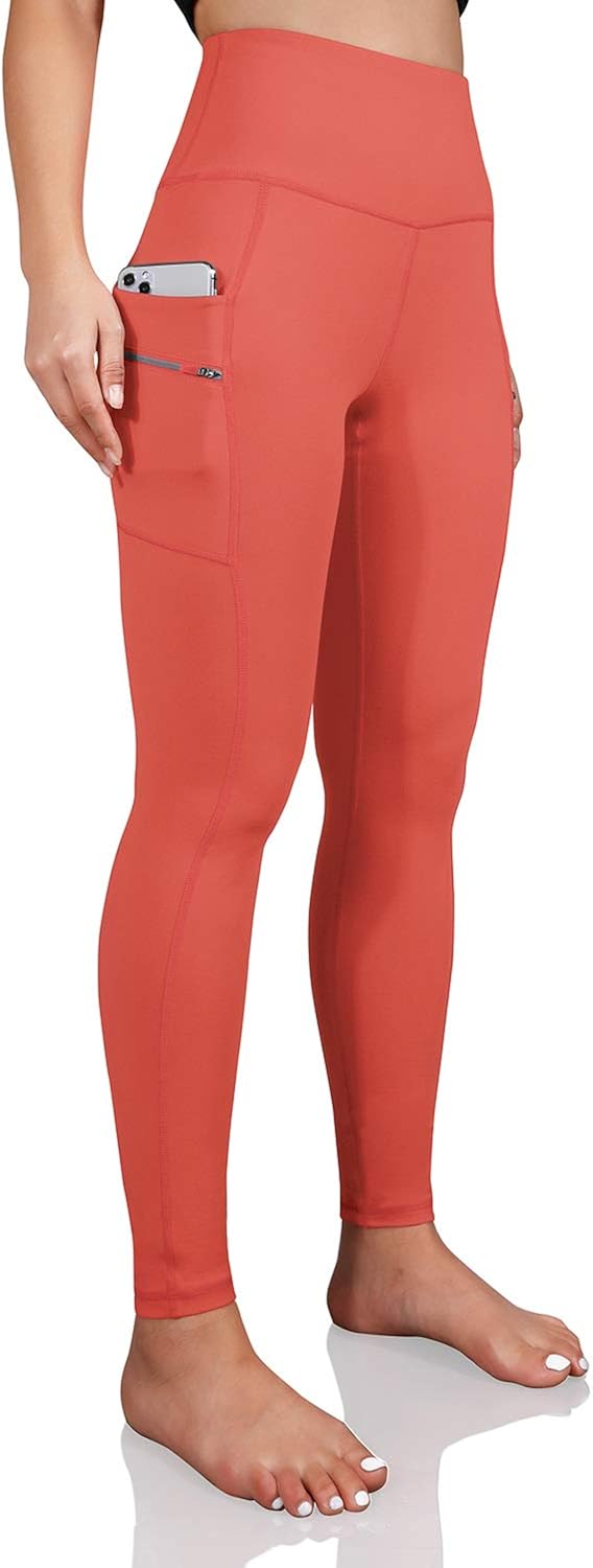 ODODOS Women's High Waisted Full-Length Dual Pockets Workout Leggings, Yoga Running Gym Athletic Leggings: Clothing