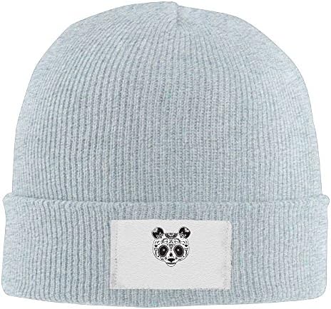 GYUQO Skull-Panda Sugar Skull Logo Wool \r\nPattern Flat Brim\r\n Unisex Slouchy Beanie