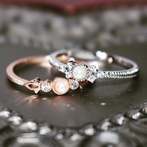 Excelsia Fleur de Lis 14K Rose/White Gold-Plated Ring with Simulated Pearl