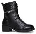 Moto Lace Up Combat Bootie - Women's Pull on Casual Military Ankle Boot