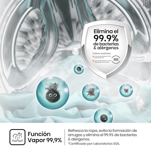 Hisense wf1q8041bw2 - máquina de lavar, classe a, 8 kg, 1400 rpm, altura 85 cm x largura 60 cm, branca, função vapor 99,9%, quick wash+, lavagem automática, conclusão retardada, tecnologia inverter