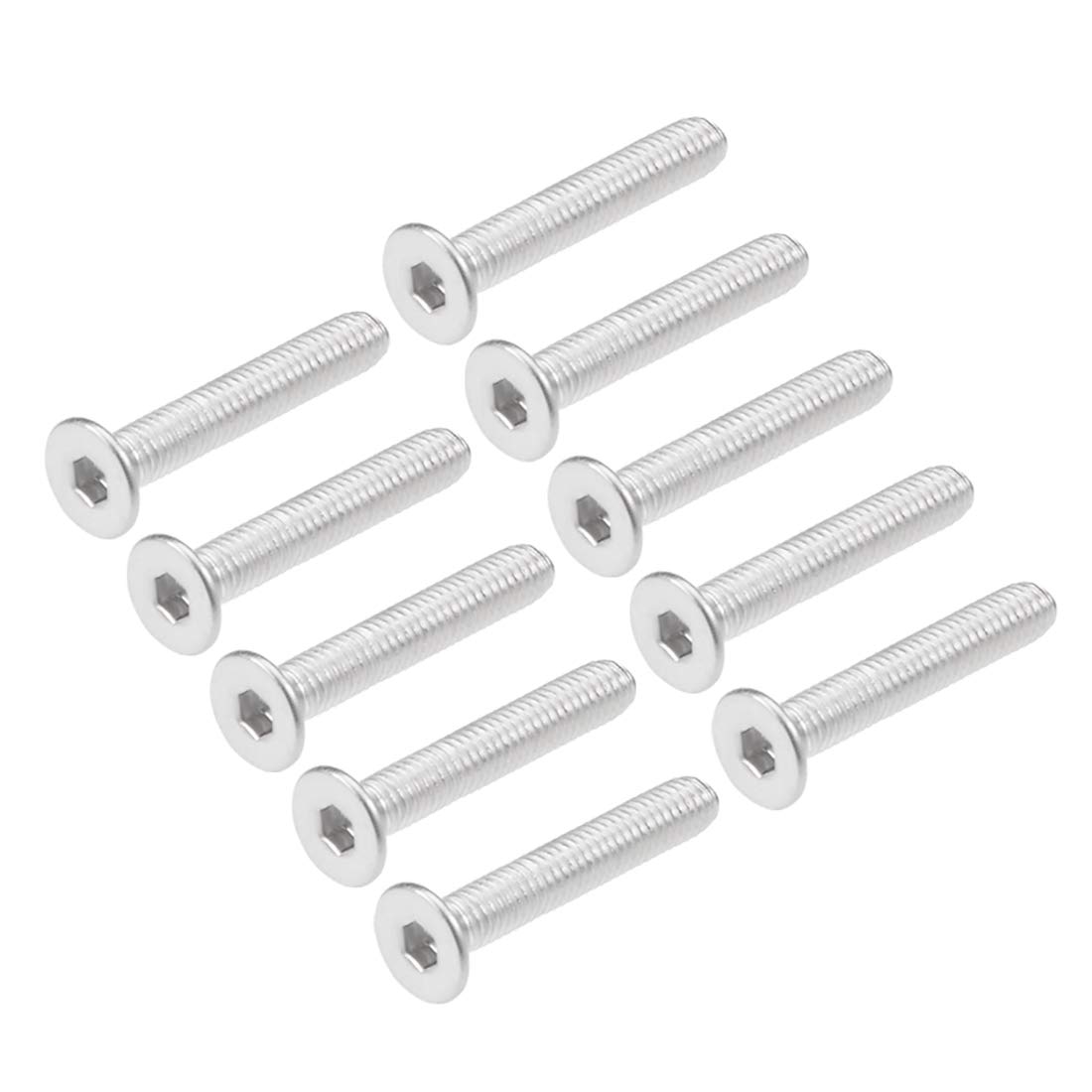 sourcing map M3x18mm Flat Head Machine Screws Inner Hex Screw 304 Stainless Steel Fasteners Bolts 40Pcs