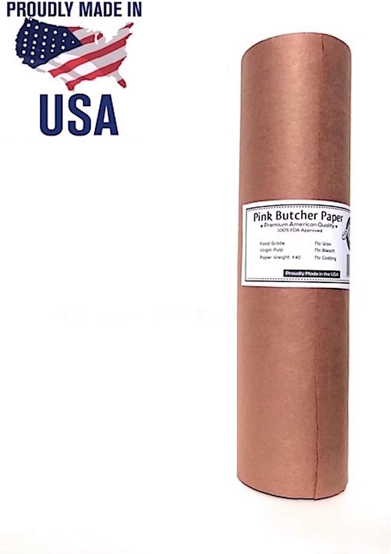 Pink Butcher Kraft Paper Roll - 18" x 175' + FREE eBook | Peach BBQ Smoking Paper | Made in the USA | FDA Approved Food Grade #40 | No Bleach No Wax No Coating