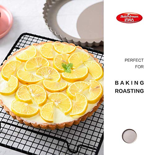 image for Bakerdream Round Non-stick Tart Pan Quiche Pan with Removable Bottom F