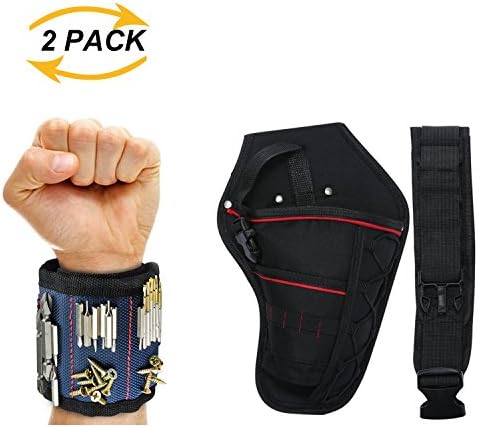 COPU Magnetic Wristband and Drill Holster Kit, Adjustable Waist Belt, Third Helping Hand for Carpenter, DIY'er, Handyman, Mechanic