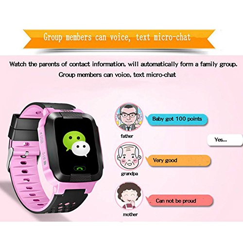 ALLCACA Kids Smart Watch Multi-functional GPS Tracker Anti-lost SOS Smart Bracelet, Suitable for iPhone and Android Smartphone, Black and Pink