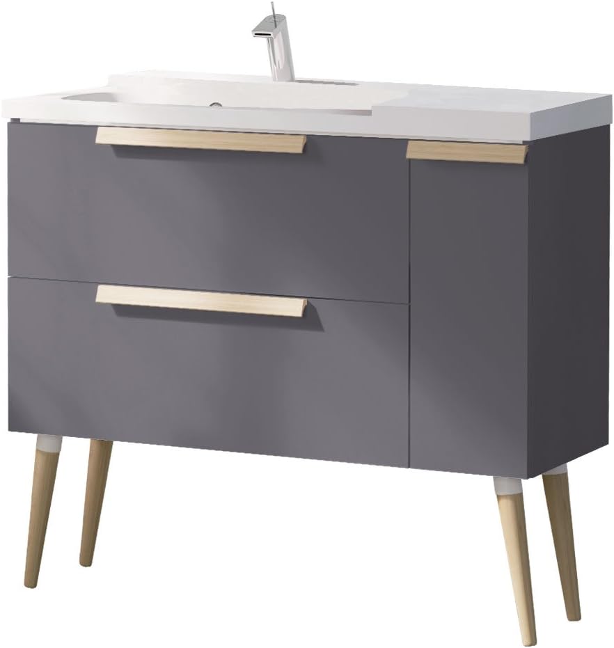 80 x 60 x 46cm Mueble de baño Lavabo cerámica Blanco Randalsa Mueble de