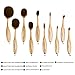 NEXGADGET 10pcs Professional Oval Toothbrush Makeup Brushes Set Foundation Contour Powder Blush Eyeliner Blending Brush New Fashionable Super Soft Cosmetic Brushes Tool Set with Box(Gold)