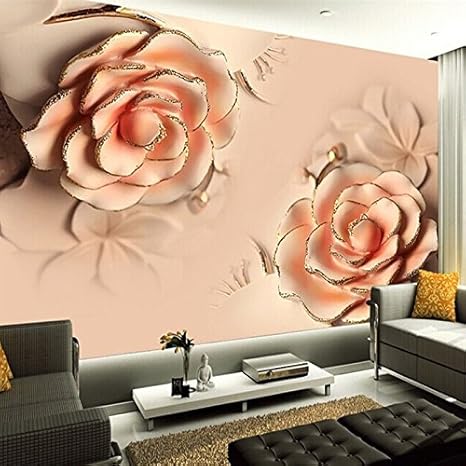 Amazon Com Mznm Custom Wall Mural Wallpaper Modern 3d Stereoscopic Romantic Pink Rose Flower Living Room Tv Backdrop Wallpaper For Bedroom Walls 350x250cm Home Kitchen