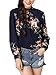 Abollria Women's Flower Print Long Sleeve Stand Collar Casual Chiffon Blouse Shirt Tops