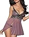 Niveltm Sexy Lingerie Lace Nightwear Perspective Sleepwear Underwear (XXL, Mauve)