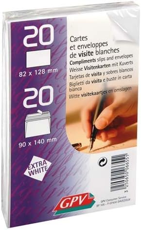 GPV 6655-313324 Pack of 20 Business Cards 82 x 128 mm-Self-Adhesive Envelopes 90 x 140 mm
