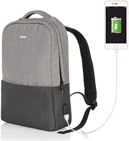 Backpack For School,GTI Water Resistant Travel Canvas Daypack Fits up to 15.6 Inch Laptop With USB Charging Port (gray)