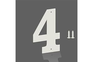 MONLYEY 5 Inch White Metal Letters, Modern Metal House Address Letters and Numbers for Outside Signs, Outdoor Mailbox Numbers, for Door, Apartment, Office, Home Use(Number 4)