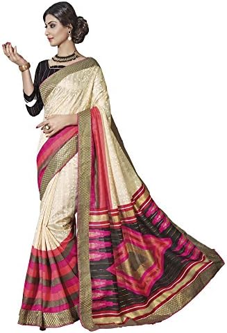 Rajrajeshwari Sarees Beautiful printed bhagalpuri khadi silk Traditional sarees with matching khadi blouse.