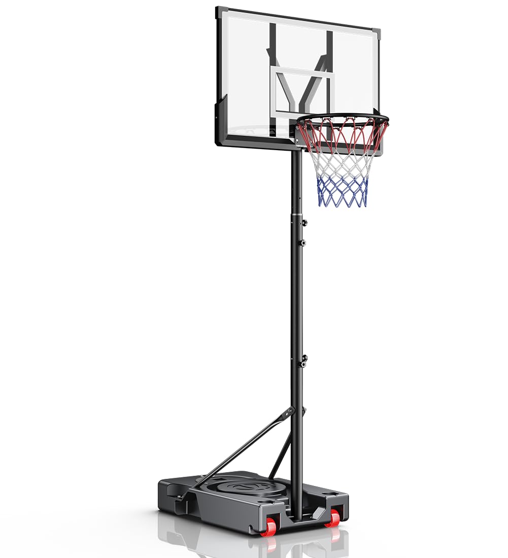 Photo 1 of (Well packaged)........Adjustable Outdoor Basketball Hoop for Teens & Adults, 5.7-10 FT Height, Portable 45" Backboard Basketball Goal for Backyard & Driveway Family Play