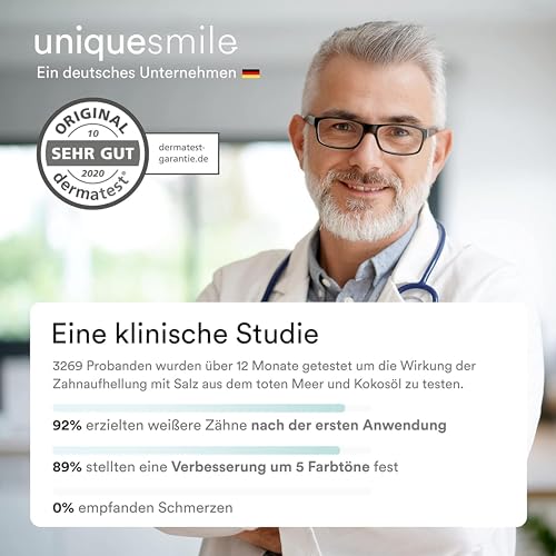Uniquesmile Teeth Whitening Strips Test Winner 2024 - Whitening Strips without Peroxide - Teeth Bleaching Gentle on Enamel - Natural Formula - 28 Strips / 14 Applications - Test 100 Days