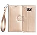 Galaxy Note 7 Case, Note 7 Case, FYY [RFID Blocking wallet] 100% Handmade Wallet Case Stand Cover Credit Card Protector for Galaxy Note 7 Gold