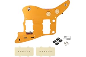 DOMOFA Loaded Guitar Pickguard Prewired Wiring Harness for Jazzmaster Electric Guitar with JM Pickups (Gold)