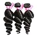 HEBE Brazilian Virgin Hair Loose Wave 3 bundles 16 18 20 Inches 300grams Grade 7A Unprocessed Brazilian Human Hair Weaves Natural Black Color