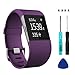 Wizvv Compatible Bands Replacement for Fitbit Surge, with Metal Buckle Fitness Wristband Strap Women Men Large Small (Purple,Small)