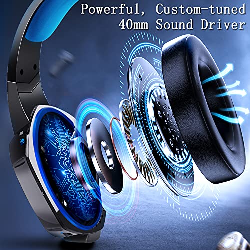 Gaming Headset for PS4 Xbox One PC PS5 Controller,Noise Cancelling Over Ear Headset with Microphone,Flip-to-Mute,Bass Surround Lightweight Headset Soft Memory Earmuffs for Laptop Mac