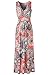 Zattcas Womens Bohemian Printed Wrap Bodice Sleeveless Crossover Maxi Dress (Small, Multi Coral)