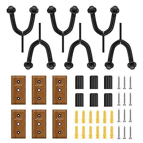 Donner Guitar Wall Mount Hanger 6Pack, Black Walnut Guitar Wall Holder