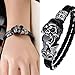 LZD Men's Unisex Stainless Steel Black Genuine Leather Skull Gothic Bracelet G82