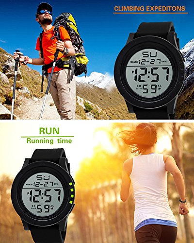 Sport Watch, 50M Waterproof Watch, Sport Wrist Watch for Men Women Kids, Digital Watch with Alarm Date and Time (White -1)