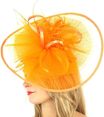 fashion2100 Fan style feather fascinator Orange