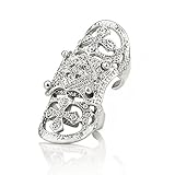 EVBEA® White Gold Plated Vintage Bling Punk Knuckle Rings for Women Crystal Cross Full Finger Ring