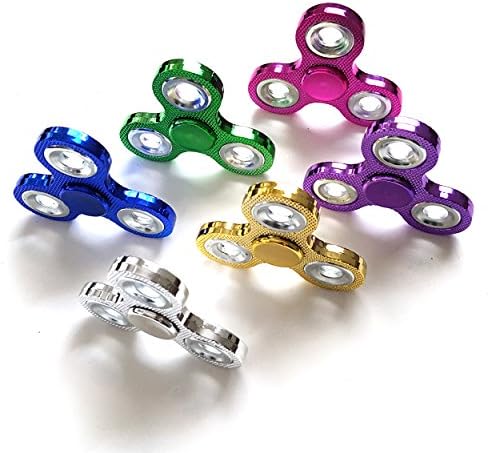 Spinnergy 6 Bling Metallic Fidget Spinners Multi Color Packs with Durable Fast Metal Bearing Stress Relief Hand Spin Toy