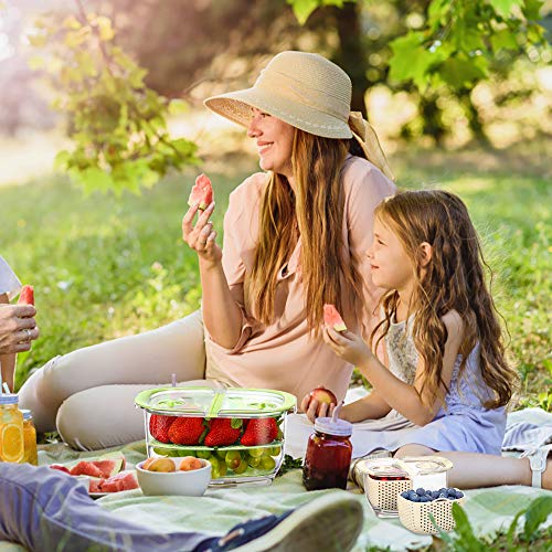 Fresh Fruit Vegetable Storage Container 2-Piece Partitioned Food Storage Container Sets with Vents Lids BPA-Free Veggie Saver Keeper Container for Strawberry berry cherry, 1.9/0.5 Quart